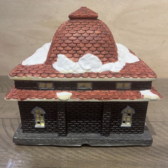 Vintage Train Station Christmas Trim A Home Village Town Porcelain Holiday 1996 - Picture 3 of 6